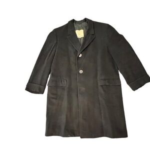 Alton Ames Mongolian Cashmere Men’s Black Pea Coat Union Made‎ Vintage 48” Chest